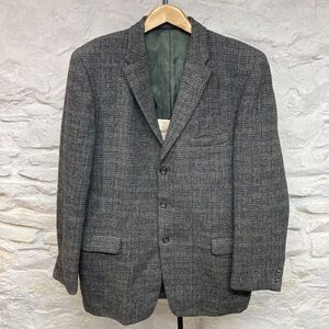vtg HARRIS TWEED 3/2 Roll Blazer Jacket 42 trad Gray Tweed Wool Made in Scotland